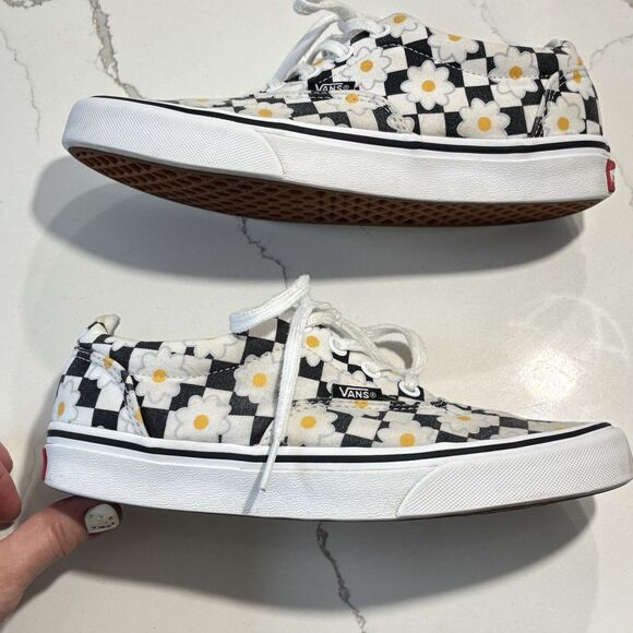 Vans Women's Dohney Daisy Flower Checkerboard Skater Sneakers Black Size 7 Shoes - Picture 4 of 11